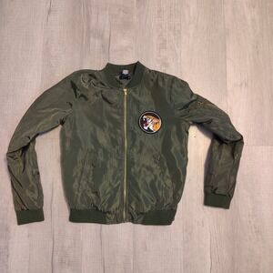 Wet Seal satin tiger bomber jacket Medium Army Green‎ Polyester